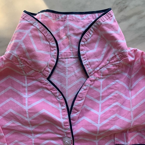 Pink and white with navy piping pajamas - Picture 4 of 4